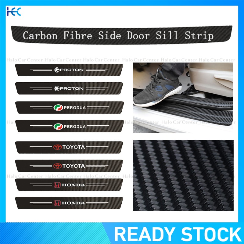 Bộ 4 dải dán cửa xe hơi bằng da sợi carbon bảo vệ chống trầy xước (có bán lẻ miếng dán bệ nắp thùng sau xe)