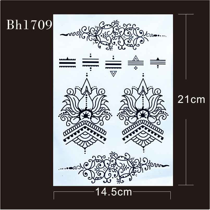 Temporary-Tattoo Hands-Stickers Henna-Pattern Lotus-Wrist with Modern for BH1709 1piece