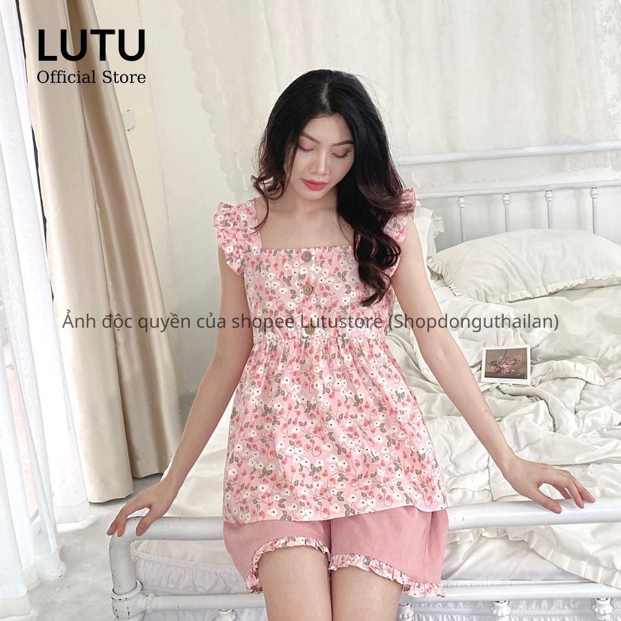 Bộ Thô Hoa Nhí Áo Cánh Tiên Phối Quần Đũi Viền Bèo