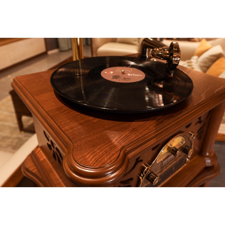 MÁY PHÁT NHẠC LOA KÈN ĐỒNG  NGHE NHẠC QUA ĐĨA THAN BLUTOOTH, USB, ĐÀI FM