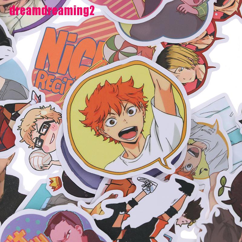 Bộ 50 Miếng Dán Pvc Chống Thấm Nước Hình Anime Haikyu