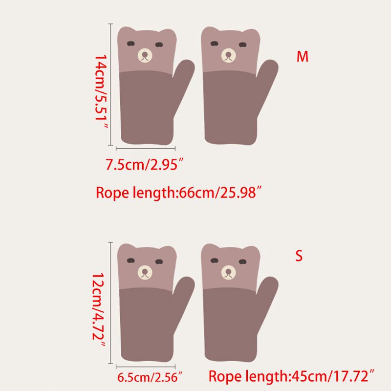 Găng Tay Dệt Kim Dày Dặn Ấm Áp Hình Gấu Dễ Thương Chống Gió Mùa Thu Đông Cho Bé Trai Và Bé Gái