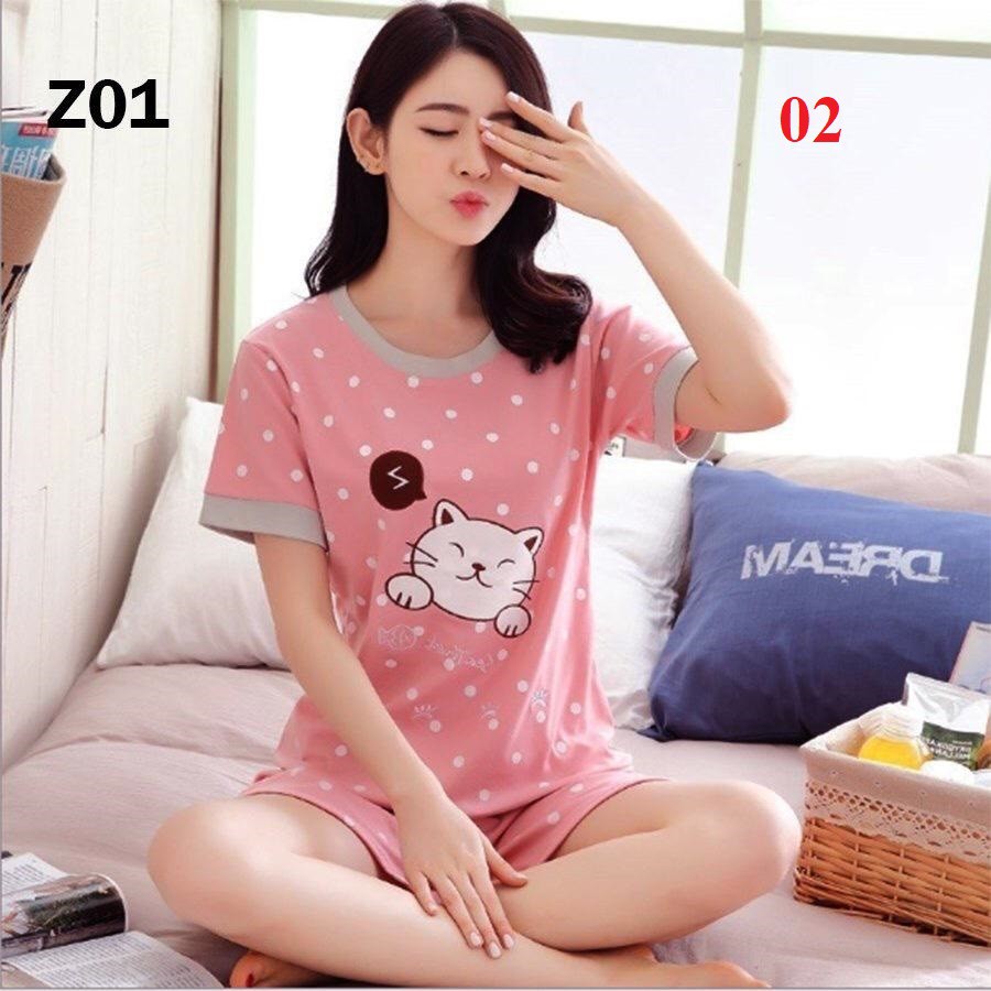 {Mã giảm giá + Hổ trợ Ship} Đồ bộ nữ, thun Cotton 100%, đủ size, 42-70kg,mã Z01