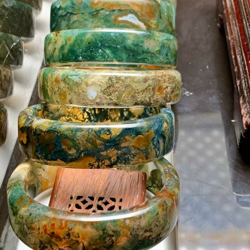 Vòng tay bản vuông đá băng ngọc thủy tảo size 54 - 56mm