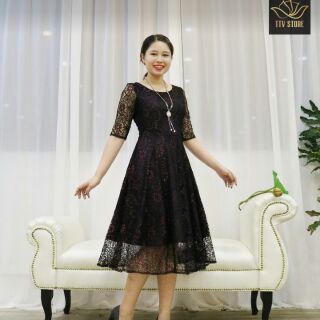 Váy ren đen chữ A màu đen size M Zara