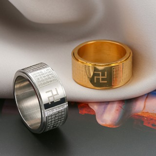 Nhẫn nam Chữ Vạn khắc Tâm kinh Hai lớp xoay tròn