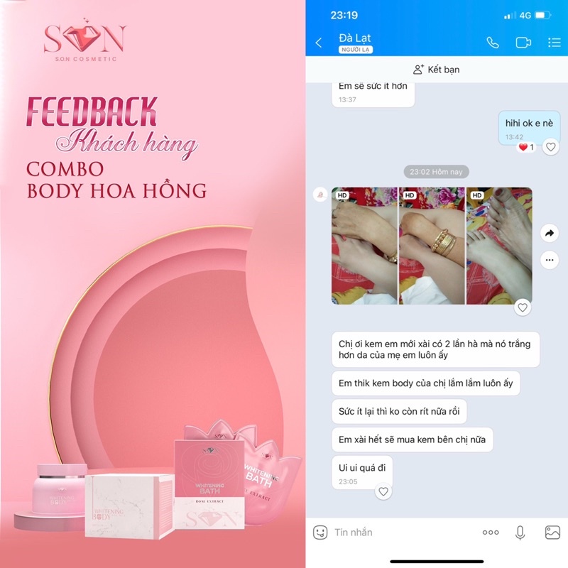 KEM BODY HOA HỒNG SON - S.O.N cosmetic