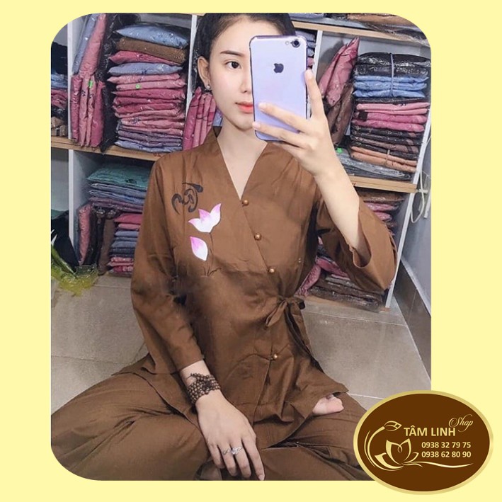 Đồ Lam Đi Chùa_Xéo Nơ Vẽ Hoa