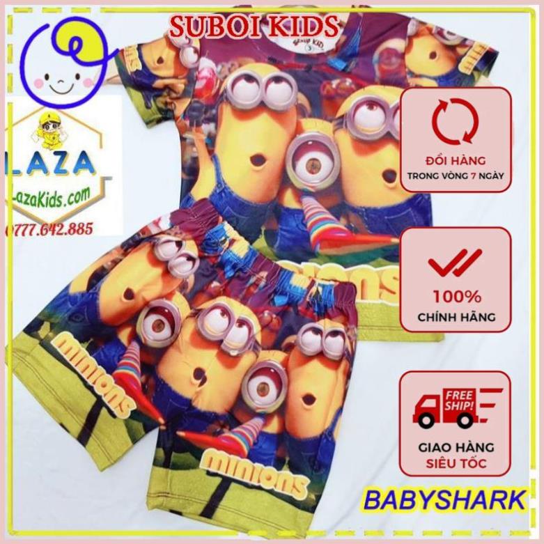 GIÁ RẺ Quần áo trẻ em size đại-Đồ bộ bé trai- Hoạt hình 3D minion thun lạnh 4 chiều SUBOIKIDS
