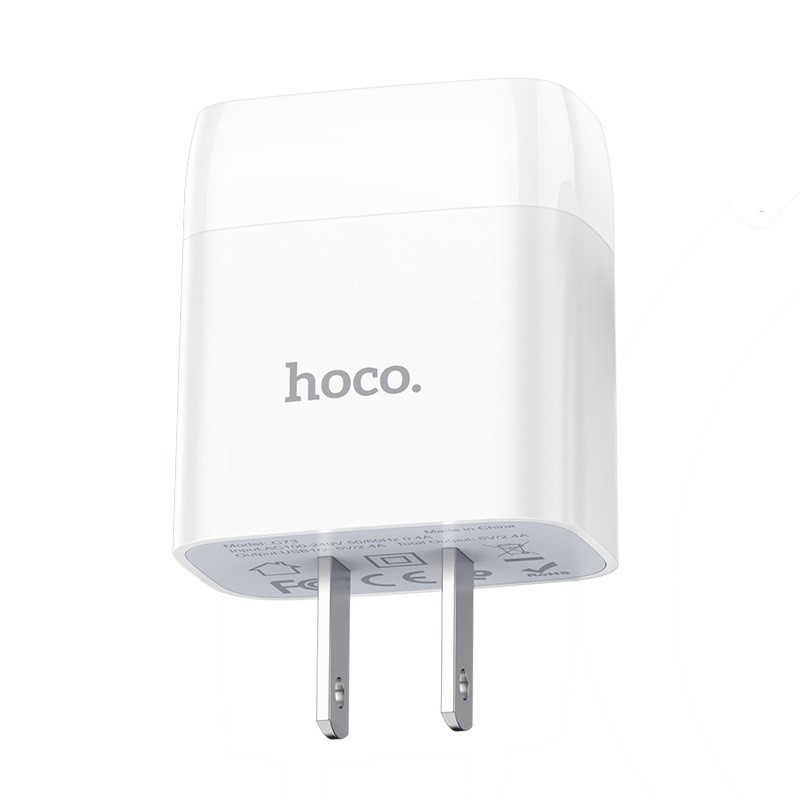 Củ cốc sạc nhanh CHÍNH HÃNG HOCO C73 2.4A 2 cổng USB cho điện thoại iPhone/ Samsung/ Oppo/ Xiaomi/ Huawei/ Vsmart/ Nokia