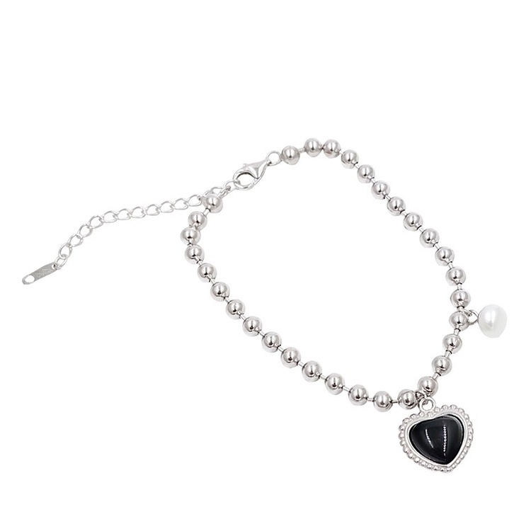 Vòng Đeo Tay Bằng Thép Titan Màu Đen Đính Ngọc Trai  191187Đồng Hồ Đeo Tay Phong Cách Hàn Quốc Cổ Điển Sang Trọng