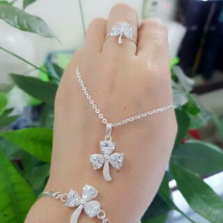 Bộ trang sức bạc ta cỏ 3 lá .