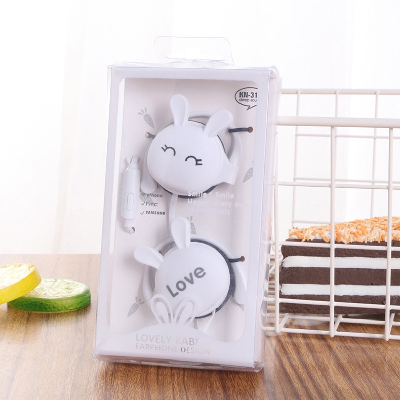 Tai Nghe Tai Nghe Có Dây Âm Thanh Nổi Màu Kẹo Ngọt Hình Thỏ Hoạt Hình Dễ Thương 3.5Mm Kèm Mic Cho Trẻ Em Bé Gái Quà Tặng Cloud1