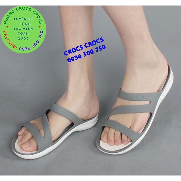 DÉP LÊ CROCS swiftwater WAVE CHO NỮ MÀU XÁM hàng chuẩn xịn full box