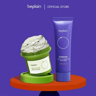 [Beplain Chính Hãng] Set Mặt nạ đất sét đậu xanh BEPLAIN 120ml & kem chống nắng nâng tone 50ml
