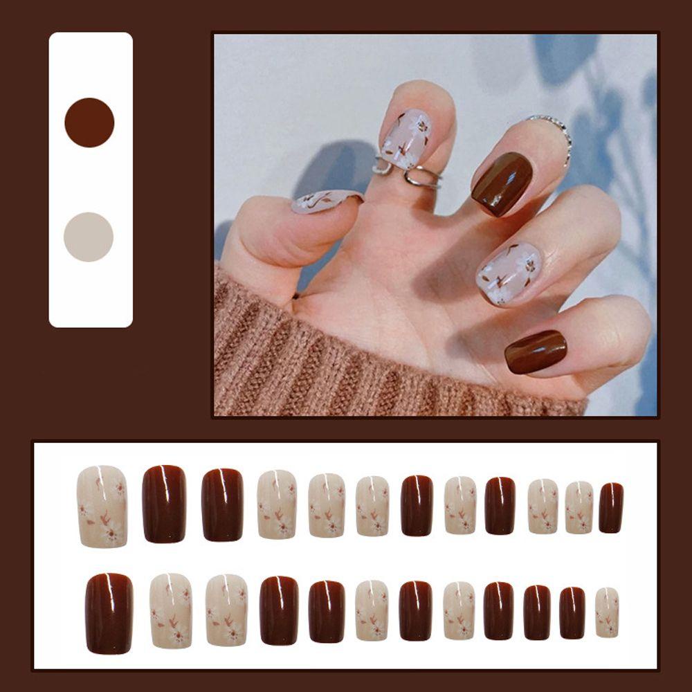 Bộ Móng Tay Giả Dạng Nhấn Họa Tiết Hoa Trái Tim Tình Yêu Thời Trang Phong Cách Nhật Bản