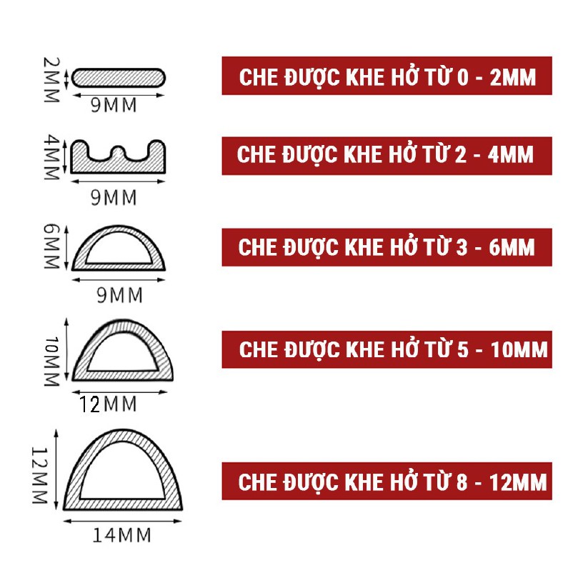 6 Mét Ron Chặn Khe Cửa, Miếng Nẹp Khung Cửa Chống Gió Lùa Cách Âm, Chống Va Đập