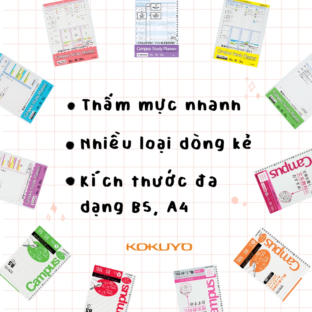 Giấy Đục Lỗ Refill Sổ Còng B5 Study Planner Kokuyo