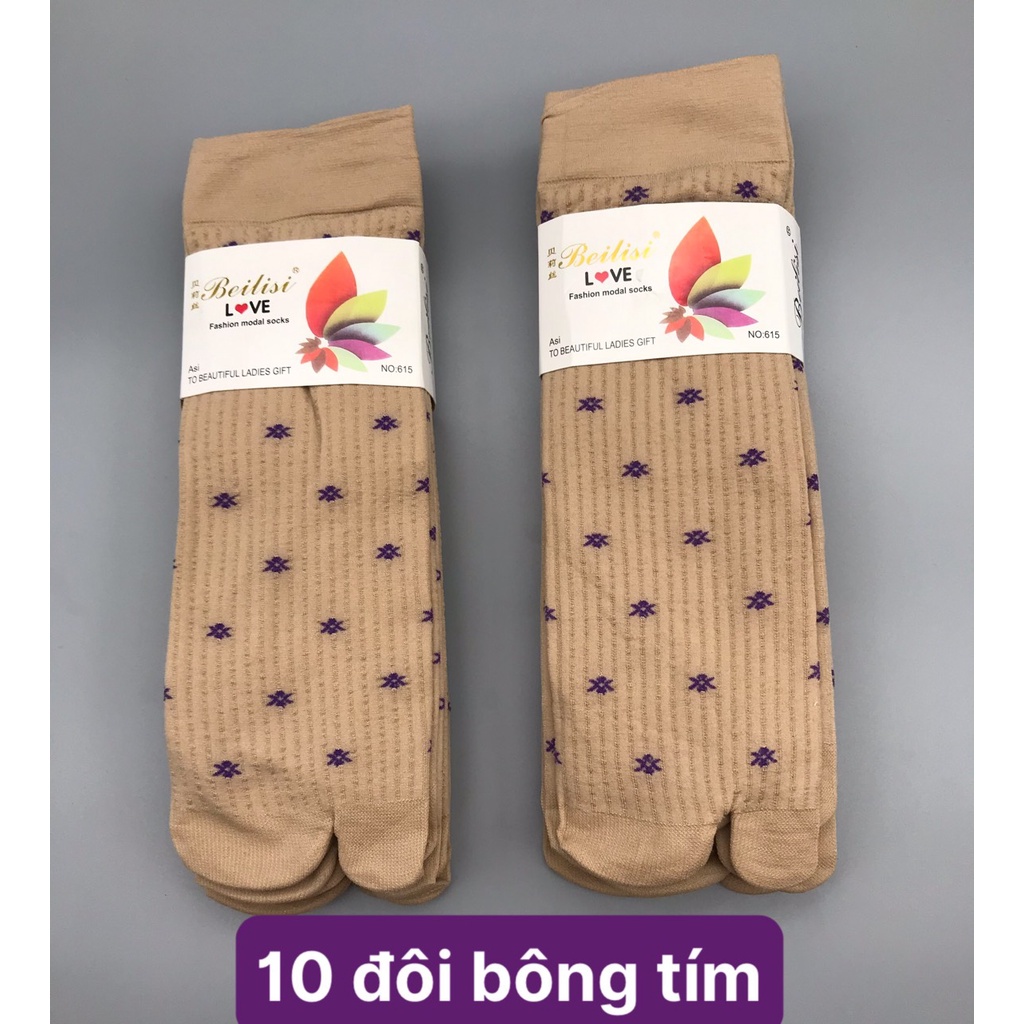 [HCM]Combo 5 hoặc 10 đôi vớ da nữ  họa tiết bông nhiều màu lựa chọn  thun dày cotton 100% co giãn tốt  thương hiệu ALAN