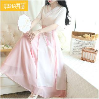 Improved Hanfu female small fresh super fairy chiffon dress retro forest fairy fairy skirt