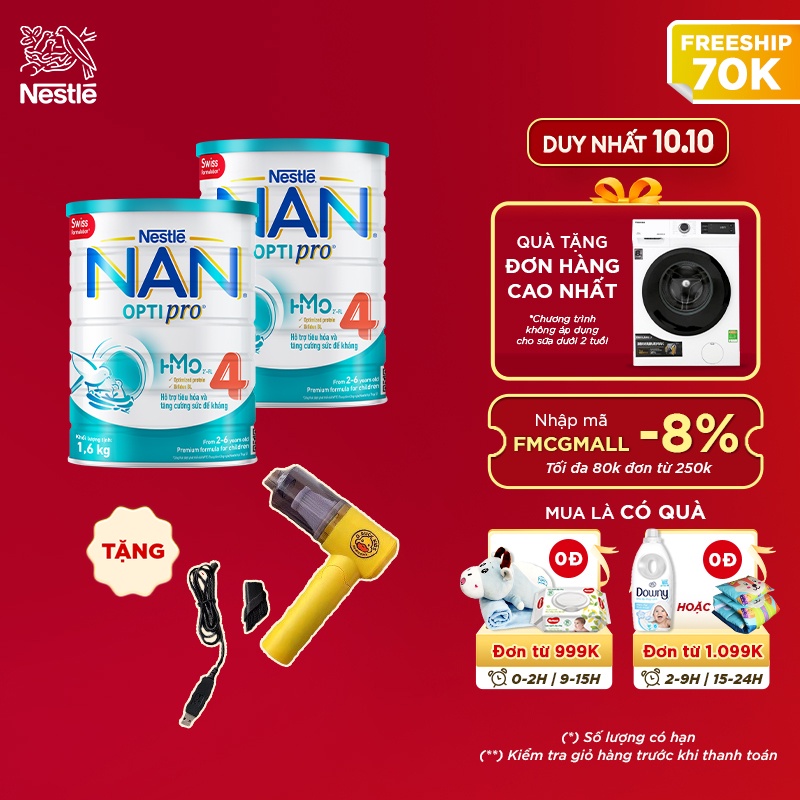 Combo 2 Lon Sữa Bột Nestle NAN Optipro 4 1.6kg/lon