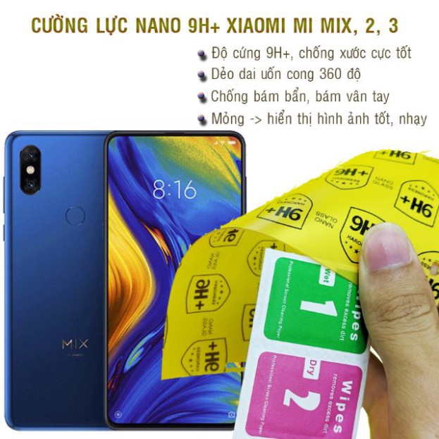 Dán cường lực dẻo nano 9H+ Xiaomi Mi Mix, Mi mix 2, Mi mix 2s, Mi mix 3