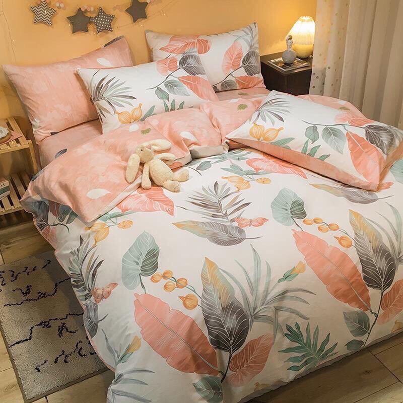 chăn ga gối  🌺 𝐅𝐑𝐄𝐄 𝐒𝐇𝐈𝐏 🌺  gối cotton poly 4 món nhập khẩu thiết kế sang trọng , bo chun - Mềm, mát, không xù