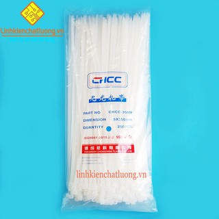 Dây thít nhựa 35cm 5x350 màu trắng loại tốt (túi 250c)