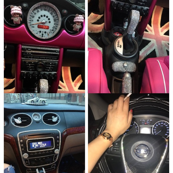 Miếng Dán Hai Mặt Đính Pha Lê 24*20cm Trang Trí Xe Hơi DIY