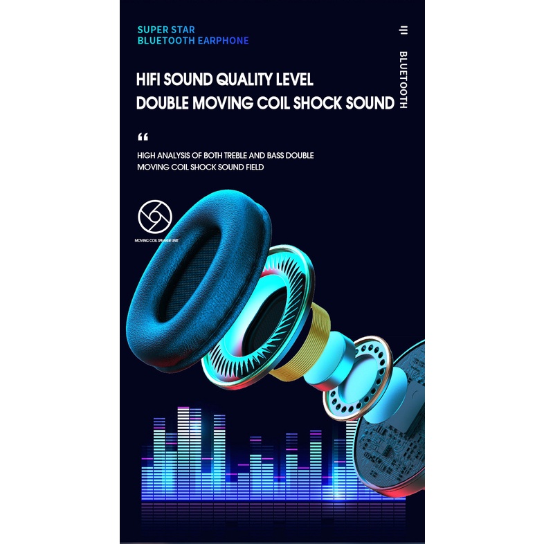 Tai Nghe Bluetooth Không Dây B39 Có Đèn Led Hỗ Trợ Chơi game Trên Điện Thoại Máy Tính