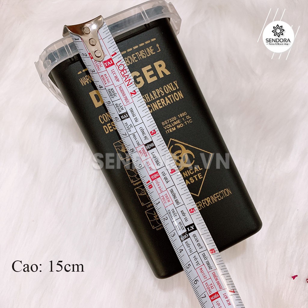 Thùng rác mini để bàn đựng kim xăm, bông