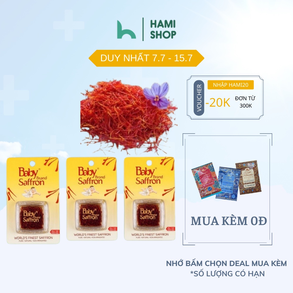 Nhuỵ hoa nghệ tây chính hãng Baby SAFFRON hộp 1gr hàng Ấn Độ loại 1 thương hiệu Baby Brand
