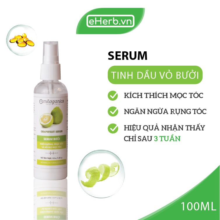 Combo Dầu Gội & Serum Bưởi Kích Thích Mọc Tóc & Ngăn Ngừa Rụng Tóc Từ Tinh Dầu Bưởi Nguyên Chất MILAGANICS (350ml/ Bộ)