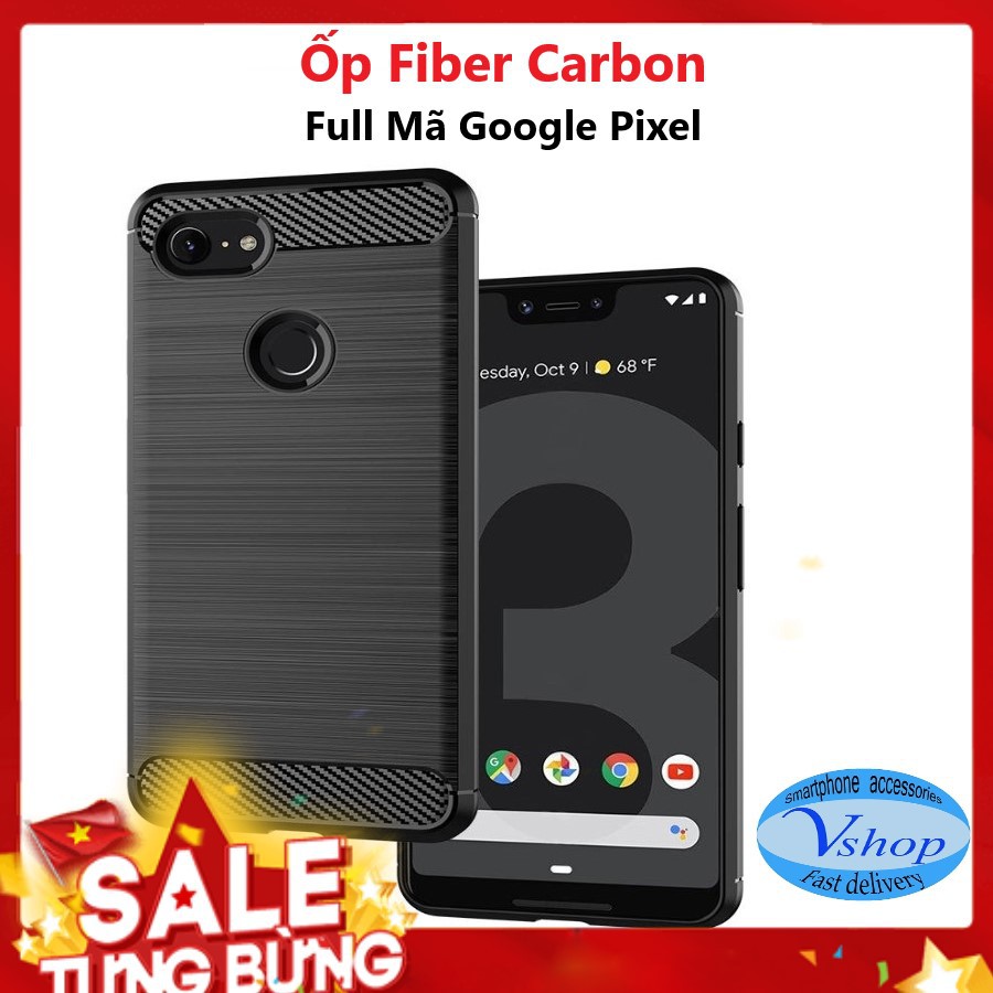 Ốp lưng vân xước carbon Google Pixel 2/2XL/3XL/3AXL/4XL/4A/5XL chống shock chống vân tay