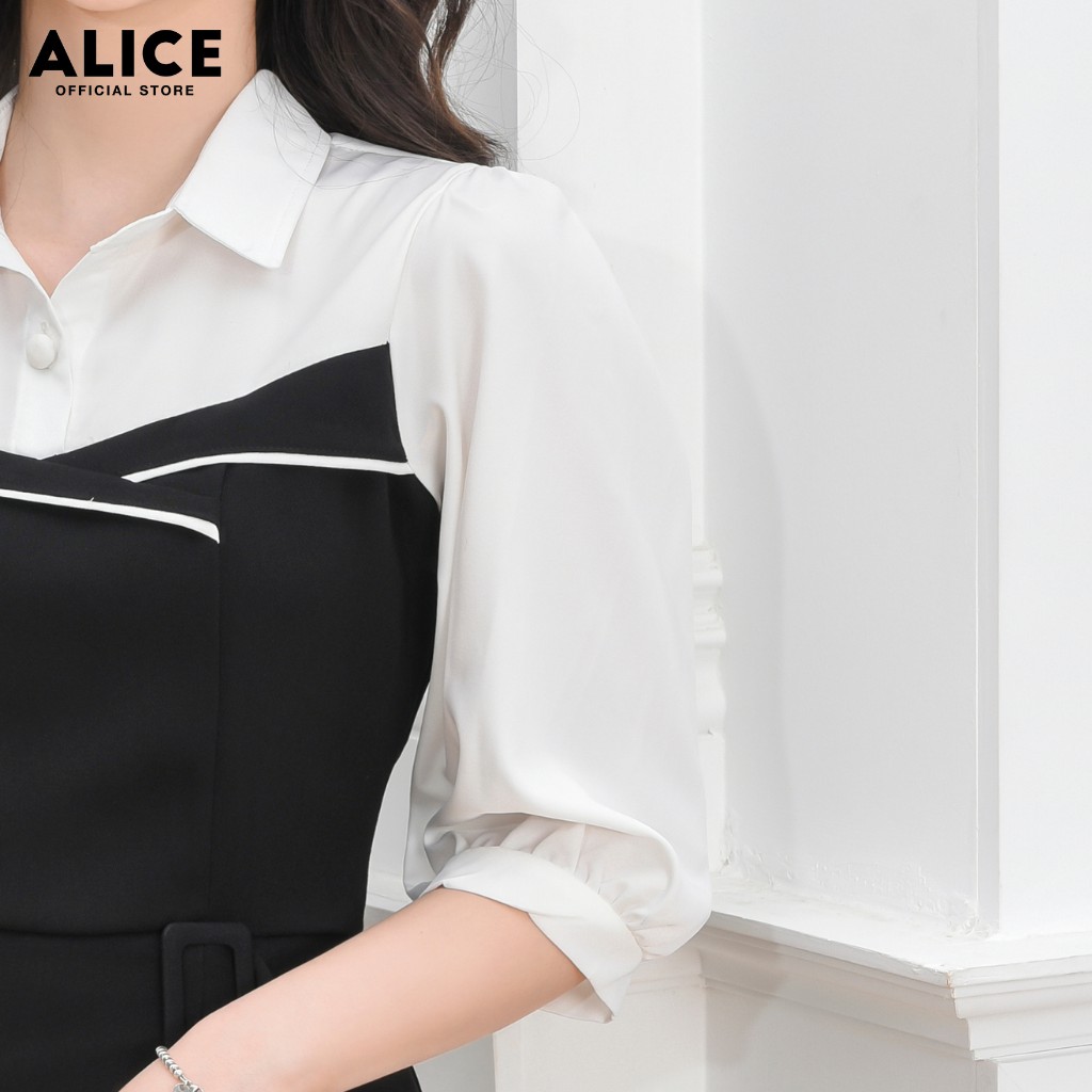Đầm Suông Công Sở Nữ Đẹp ALICE Thiết Kế Cổ Sơ Mi Chân Váy Phối Dập Ly Sang Trọng, Thanh Lịch V691 | BigBuy360 - bigbuy360.vn
