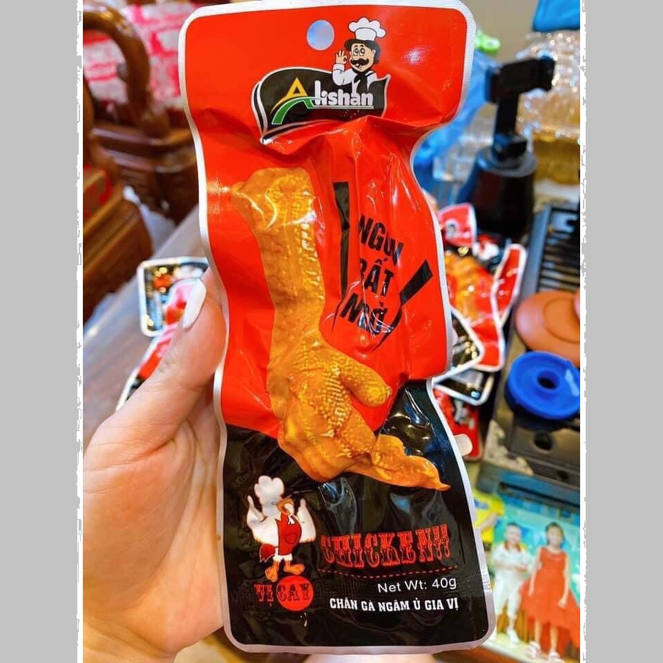 Chân gà cay Alishan gói 40g giòn sần sật, chân gà siêu cay đồ ăn vặt giá rẻ tại Việt Nam