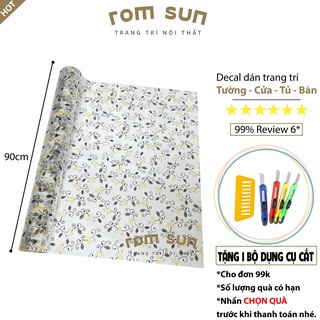Khổ 90cm | Decal dán kính 💓100% PVC💓 Giấy dán kính mờ cho cửa kính hoa đen vàng