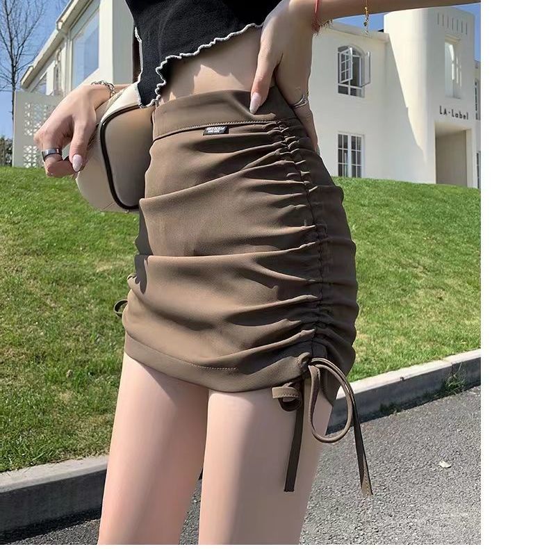 Jiashucheng Chân Váy Ngắn Dáng Chữ a Lưng Cao Phối Dây Rút Thời Trang Mùa Hè Cho Nam Và Nữ