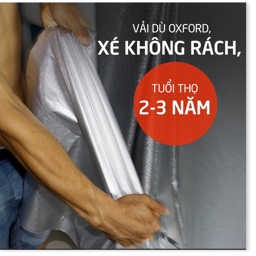 Bạt phủ xe hơi,áo trùm xe hơi, xe ô tô vải dù oxford bạc 4 -5 chỗ lớp phản quang chống nóng, mưa, xước sơn_BPX