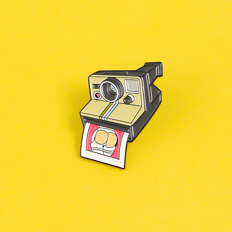 Ghim cài áo QIHE JEWELRY hình camera sáng tạo vui nhộn thời trang