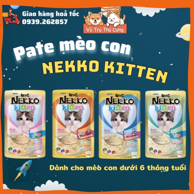 Pate Nekko Kitten dành cho mèo con dưới 6 tháng tuổi (70g) | Pate mèo con dinh dưỡng, Pate cho mèo biếng ăn