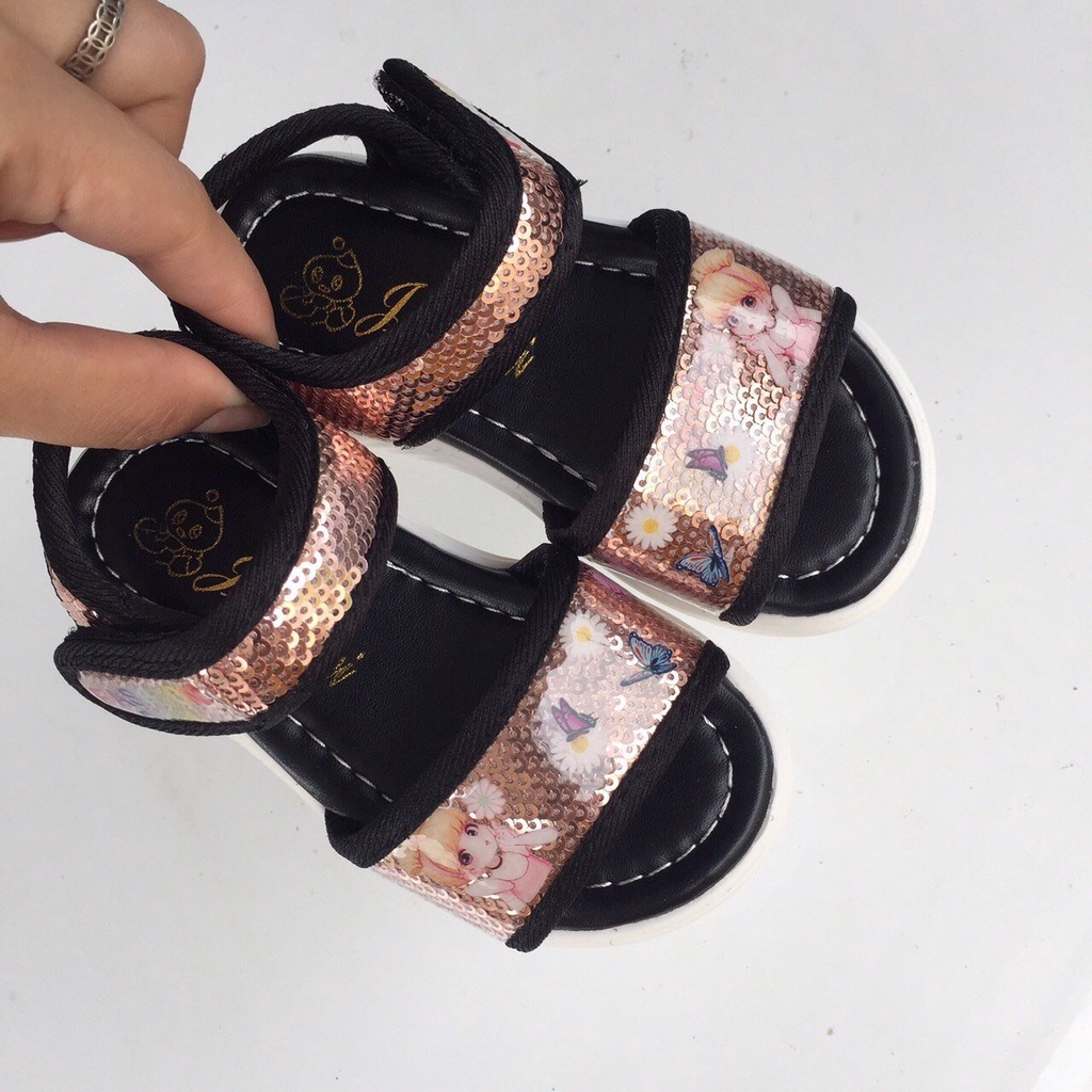 sandal bé gái - dép quai hậu bé gái kim tuyên sóng ánh siêu nhẹ êm chân 808 809 ( ảnh thật)
