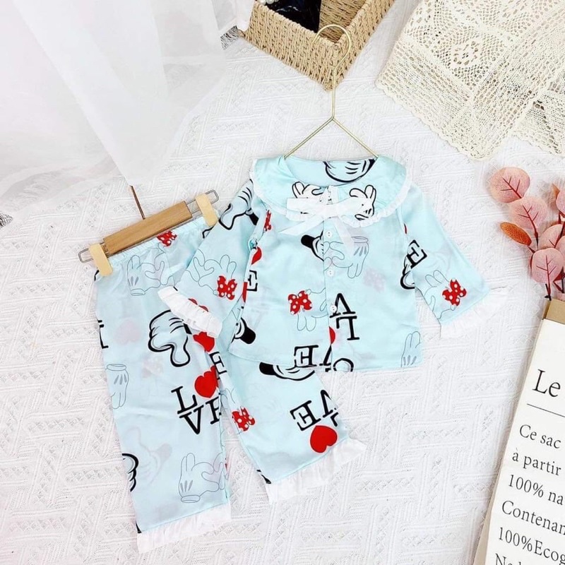 Bộ ngủ bộ pijama cho bé gái 8-18kg  Củ khoai tây shop chất liệu mango xịn mềm mịn siêu đáng yêu