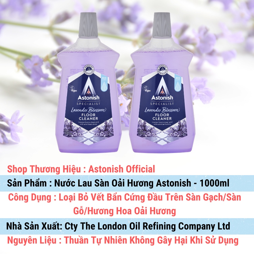 Nước lau sàn sả chanh/oải hương hữu cơ đuổi muỗi diệt khuẩn thơm mát ASTONISH 1 lít