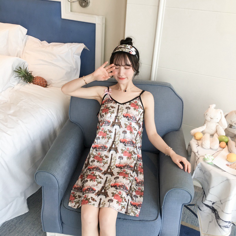 Đầm Ngủ Hai Dây Vải Lụa Lạnh In Hình Quả Cherry Màu Đen Thời Trang Mùa Hè Cho Nữ 01 | BigBuy360 - bigbuy360.vn