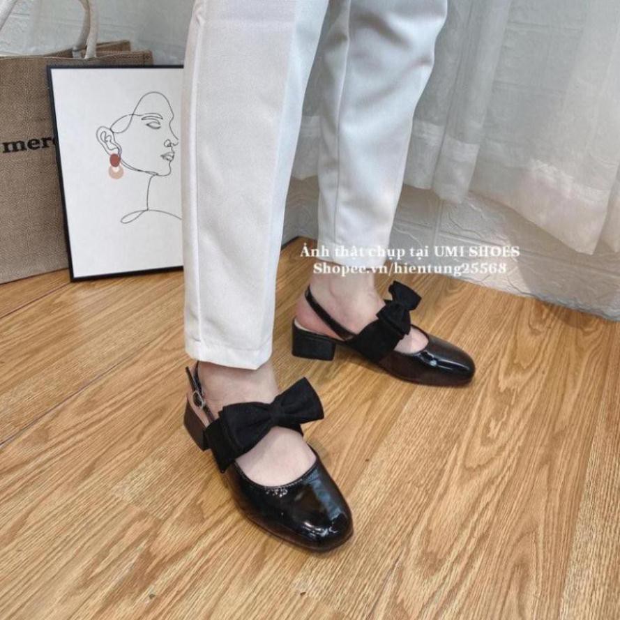 [NEW] Giày búp bê nữ đế cao 3cm gót vuông mũi vuông quai cài sau nhẹ nhàng đi làm văn phòng công sở đi chơi đẹp xinh nơ | BigBuy360 - bigbuy360.vn