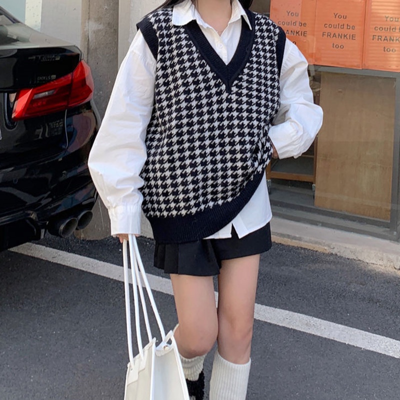 Áo len không tay dáng rộng thời trang mùa xuân mới phong cách Hàn Quốc