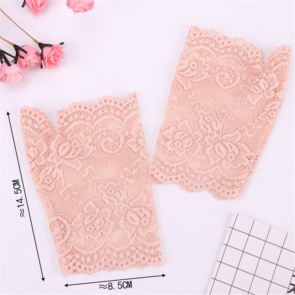 ONLY Women Lace Gloves Spring Summer Driving Gloves Short Gloves Sunscreen Half Finger Fashion Dance Fingerless Mittens/Multicolor