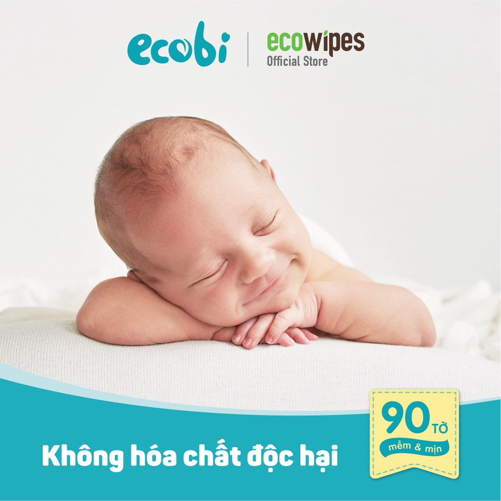 Combo 10 túi KHĂN KHÔ ĐA NĂNG ECOBI 90 tờ - Dùng thay khăn sữa, an toàn cho trẻ sơ sinh