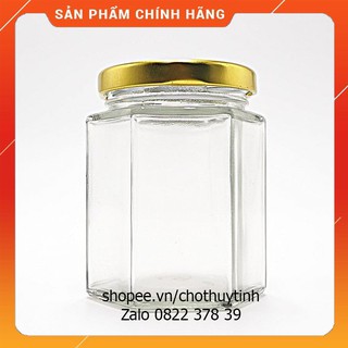 HŨ THỦY TINH LỤC GIÁC 180ML NẮP THIẾC ĐỰNG THỰC PHẨM